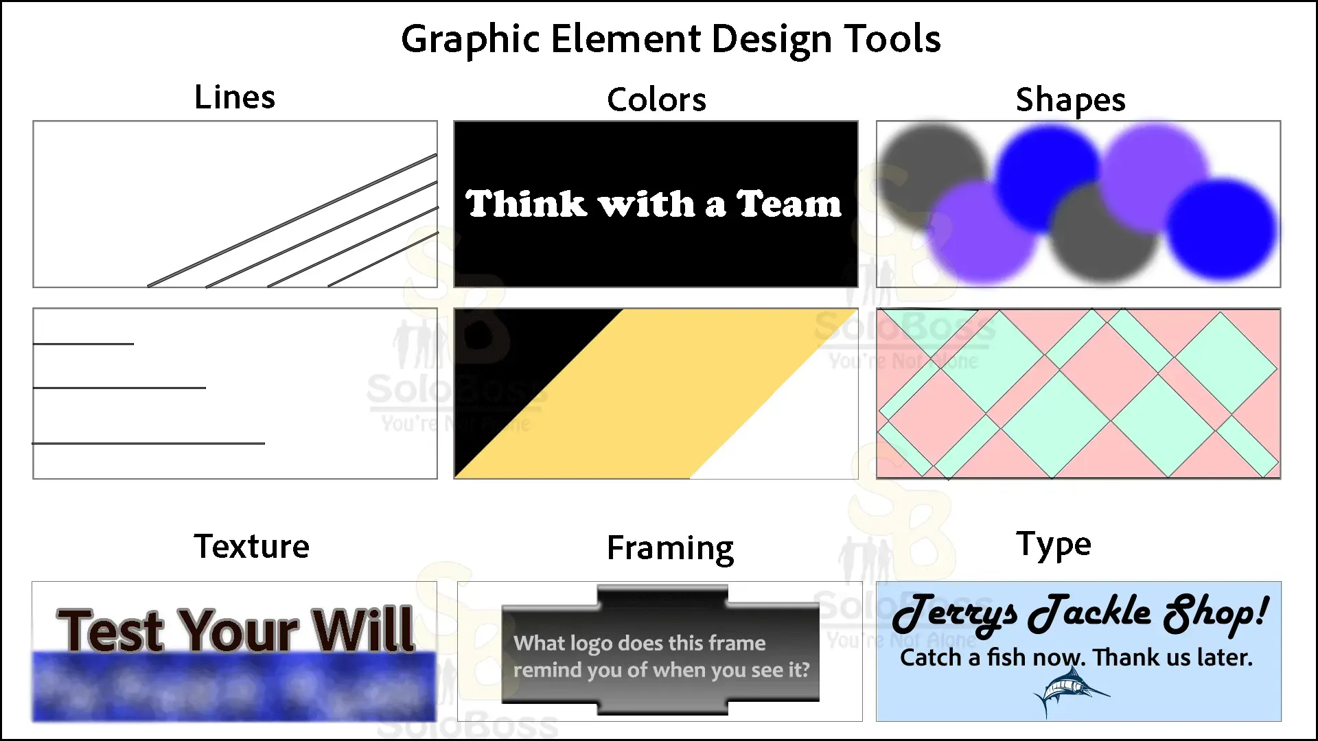 Displaying different graphic element designs.