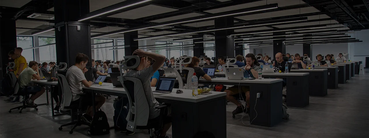 A group of IT technicians in a Managed service provider service room.